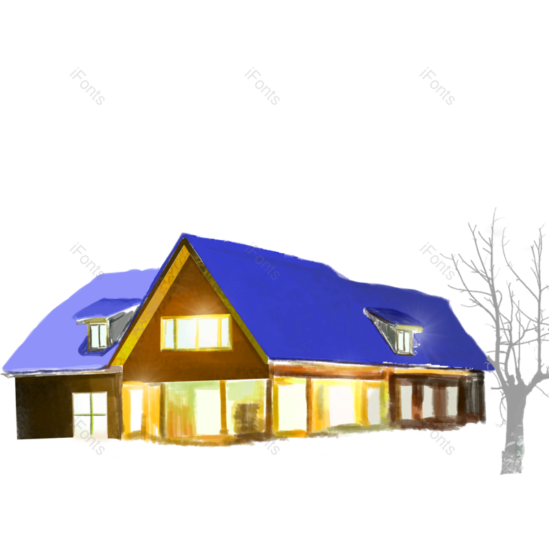 房屋图片,手绘房屋元素,冬天PNG,免抠素材